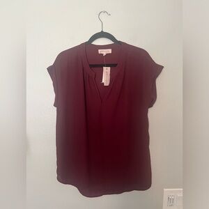 Philosophy burgundy red short sleeve blouse NWT